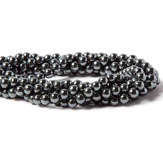 6mm Hematite plain round Beads 15.5 inches 69 pieces - The Bead Traders