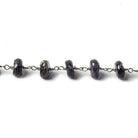 6mm Iolite faceted rondelle Silver Chain by the foot 30 pcs - The Bead Traders
