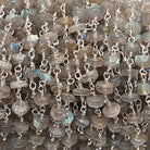 6mm Labradorite Heishi Silver Plated Wire Wrapped Rosary Chain by the foot - The Bead Traders