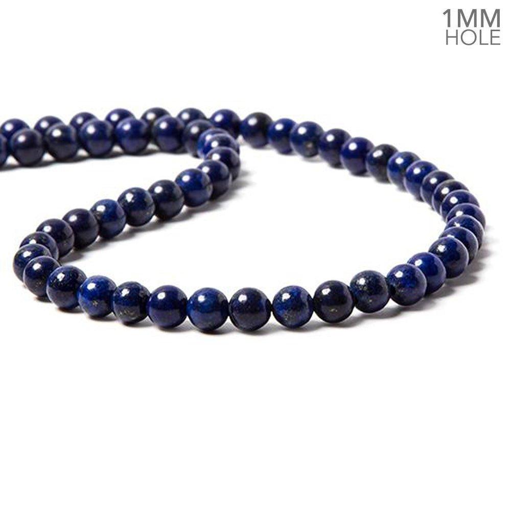 6mm Lapis Lazuli plain round beads 15 inch 60 pieces - The Bead Traders