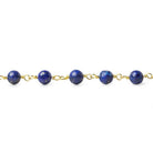 6mm Lapis Lazuli plain round Gold plated Chain by the foot 24 beads - The Bead Traders