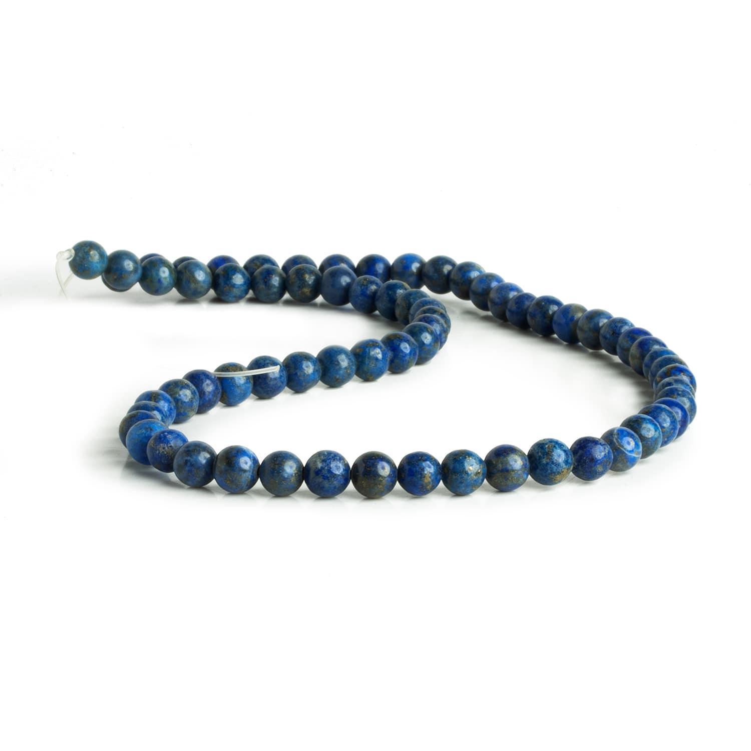 6mm Lapis Lazuli Plain Rounds 15 inch 65 beads - The Bead Traders