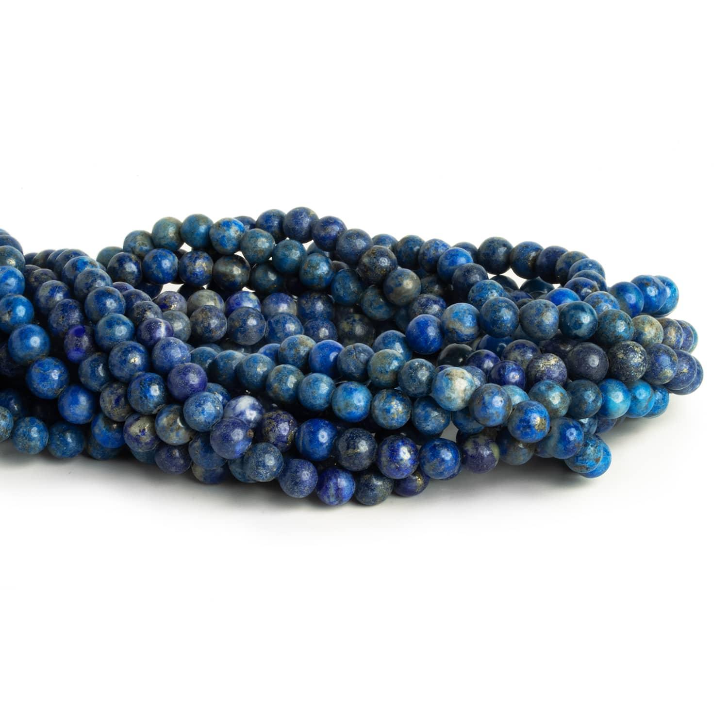 6mm Lapis Lazuli Plain Rounds 15 inch 65 beads - The Bead Traders