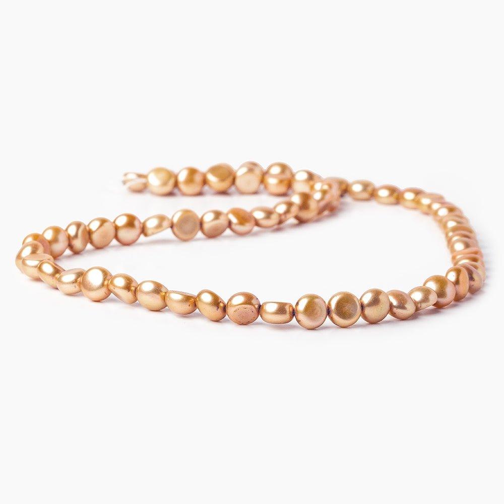 6mm Latte Golden Brown Button Freshwater Pearls 16 inch 61 pcs AAA - The Bead Traders