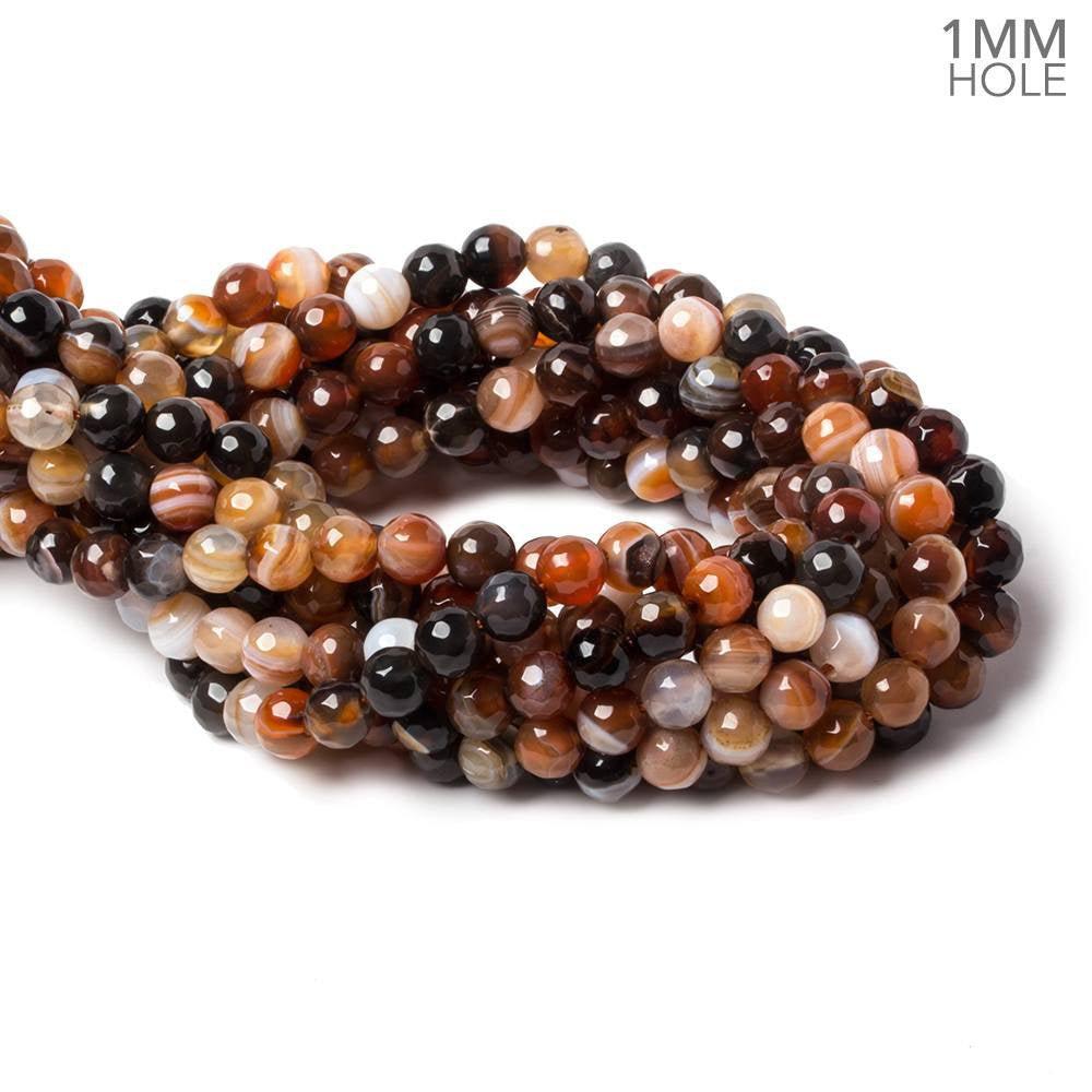 6mm Mahogony Brown Banded Agate faceted rounds 14.5 inch 60 beads - The Bead Traders
