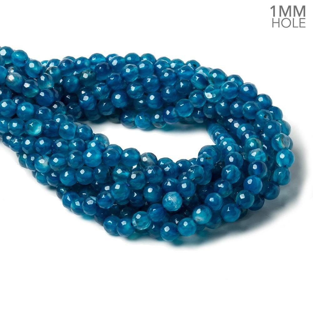 6mm Marine Blue Agate faceted rounds 14.5 inch 60 beads - The Bead Traders