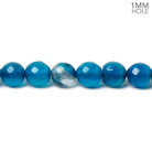 6mm Marine Blue Agate faceted rounds 14.5 inch 60 beads - The Bead Traders