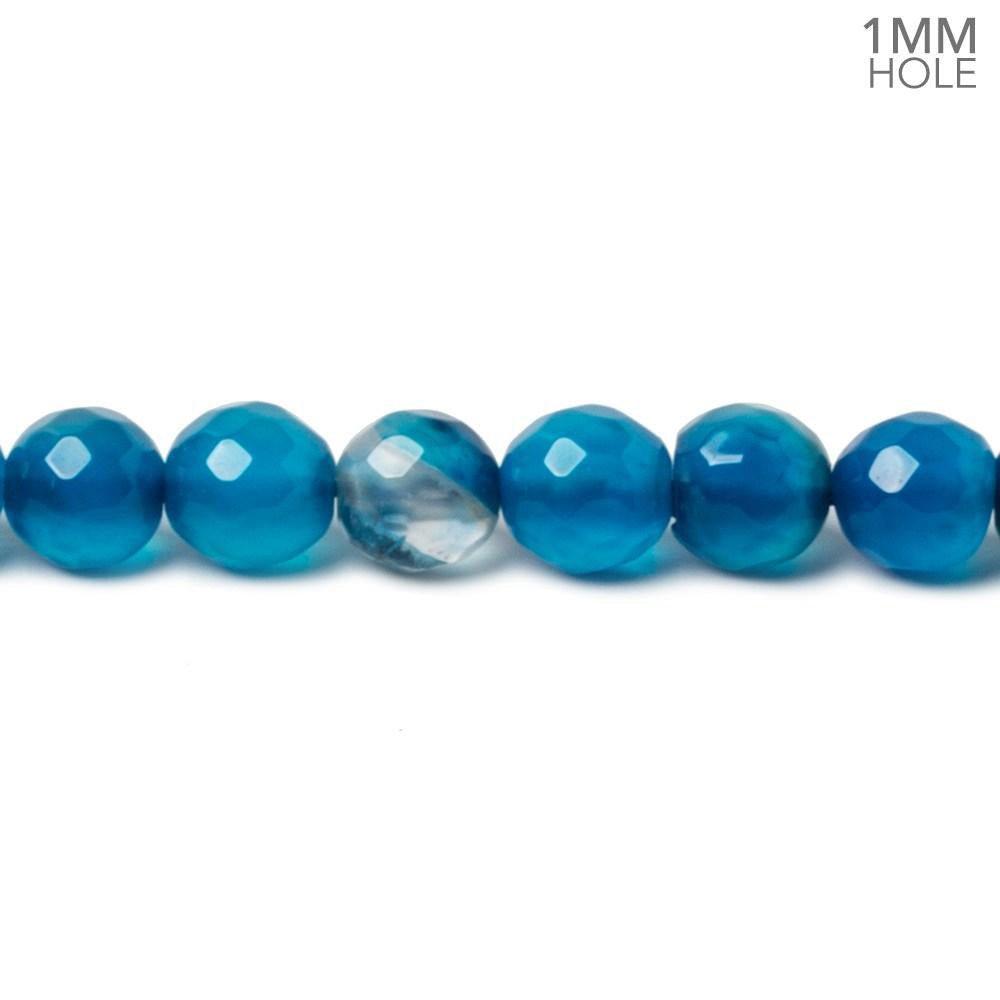 6mm Marine Blue Agate faceted rounds 14.5 inch 60 beads - The Bead Traders