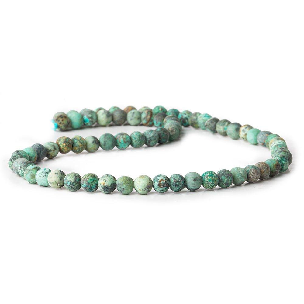 6mm Matte African Turquoise plain round beads 15 inch 67 pieces - The Bead Traders