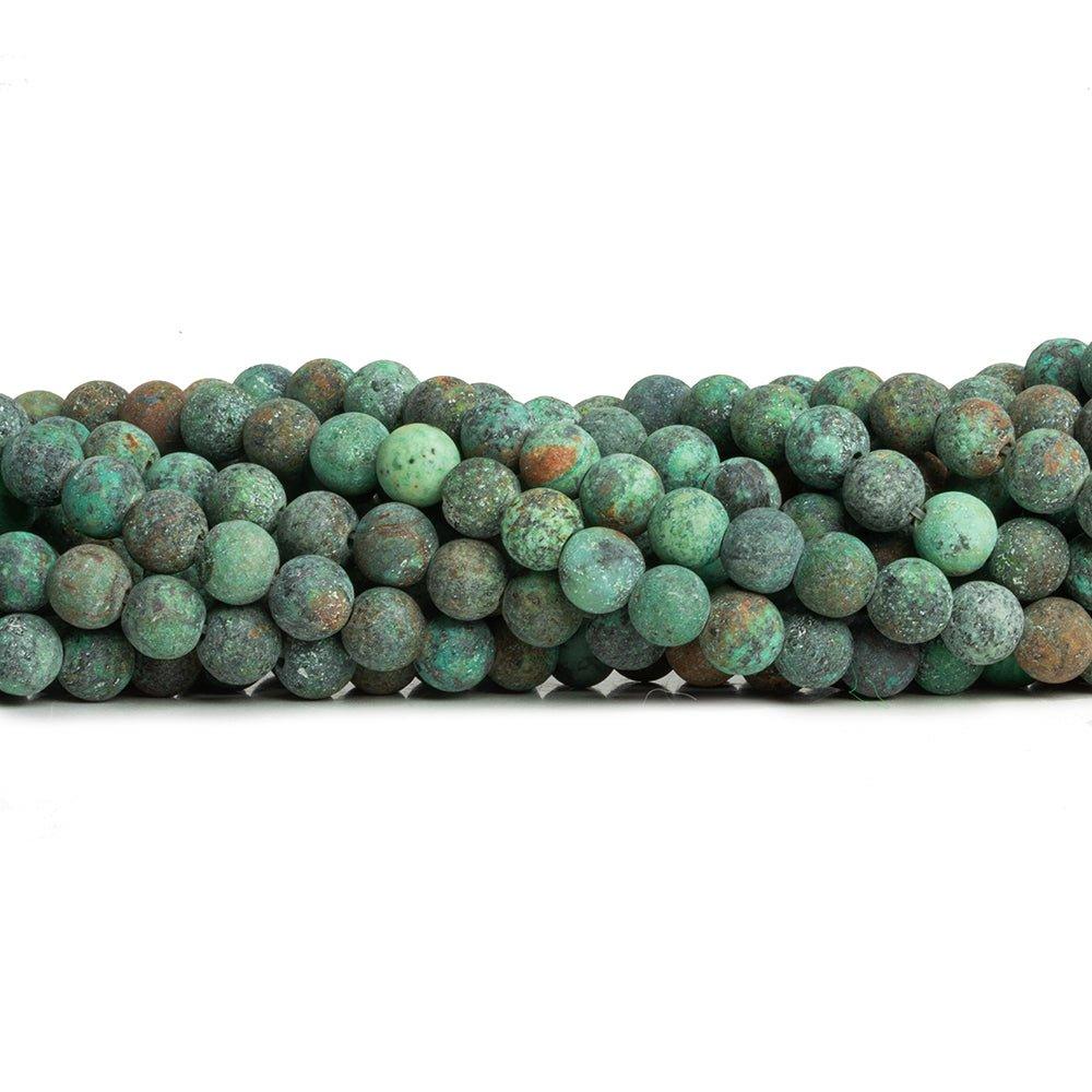 6mm Matte African Turquoise plain round beads 15 inch 67 pieces - The Bead Traders