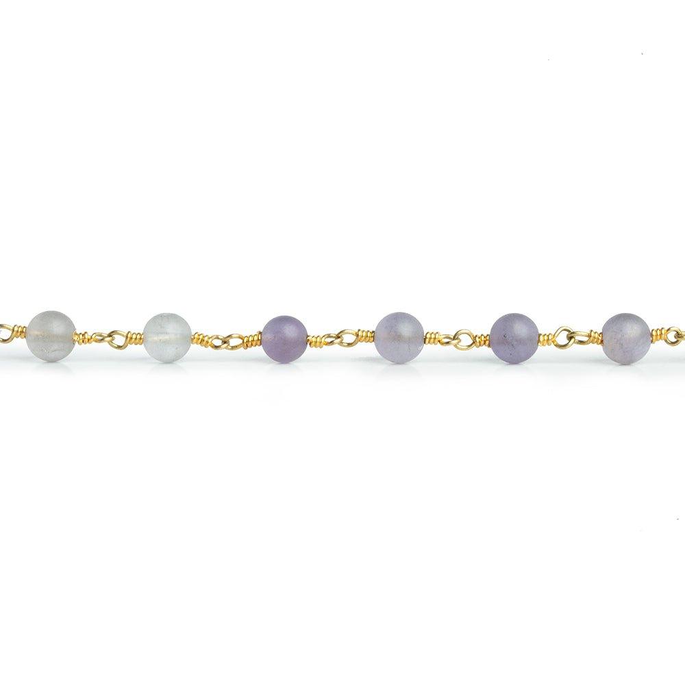 6mm Matte Amethyst Plain Round Gold Chain 22 pieces - The Bead Traders