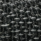 6mm Matte Black & White Tibetan plain round Black Gold Chain by the foot 21 beads - The Bead Traders