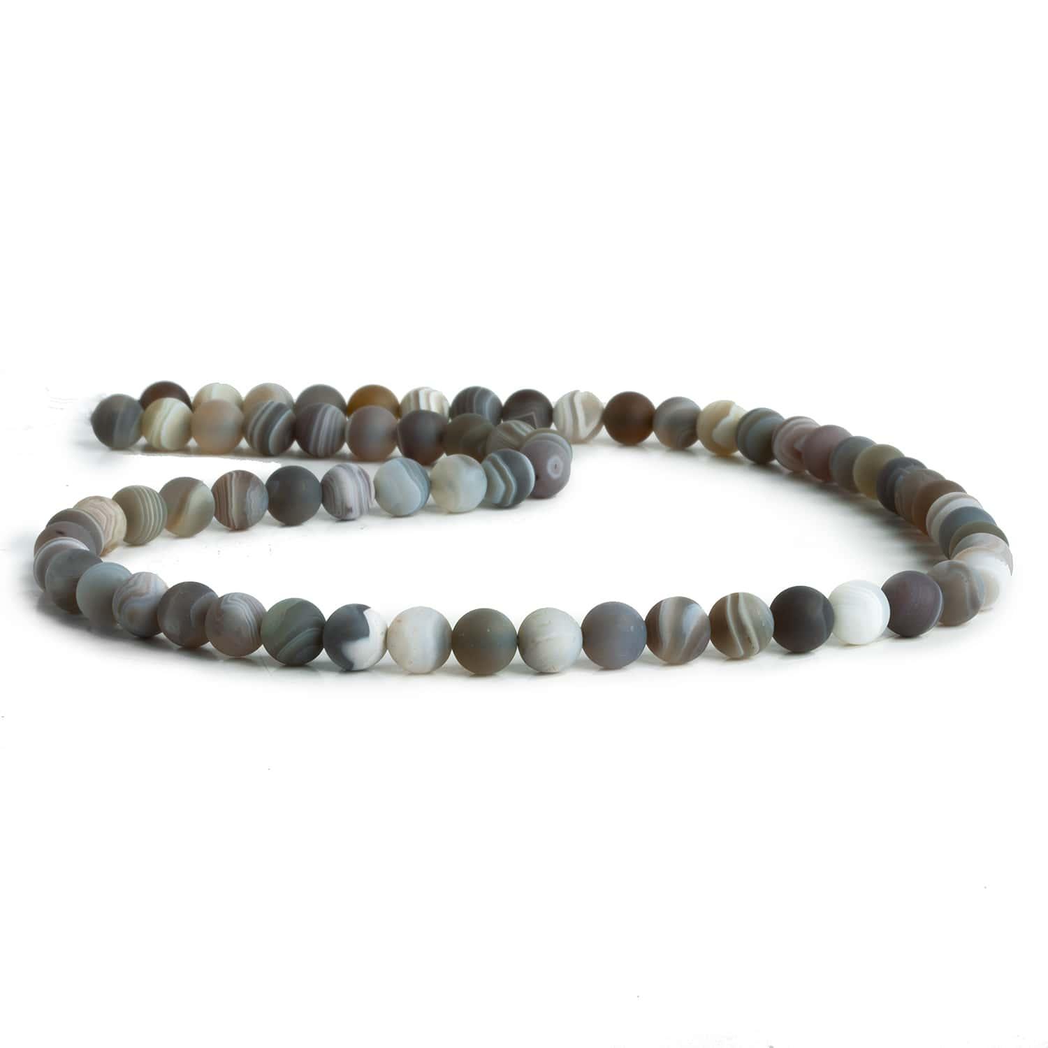 6mm Matte Botswana Agate Plain Rounds 15 inch 60 beads - The Bead Traders