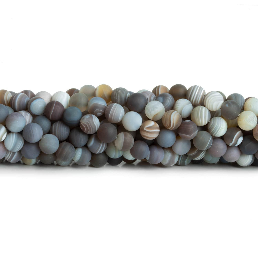 6mm Matte Botswana Agate Plain Rounds 15 inch 60 beads - The Bead Traders