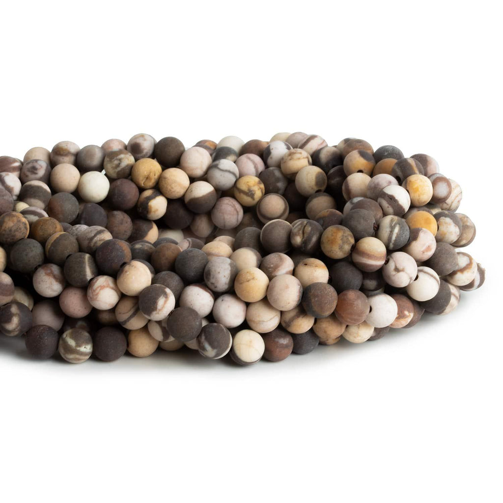 6mm Matte Brown Zebra Jasper Plain Rounds 15 inch 60 beads - The Bead Traders