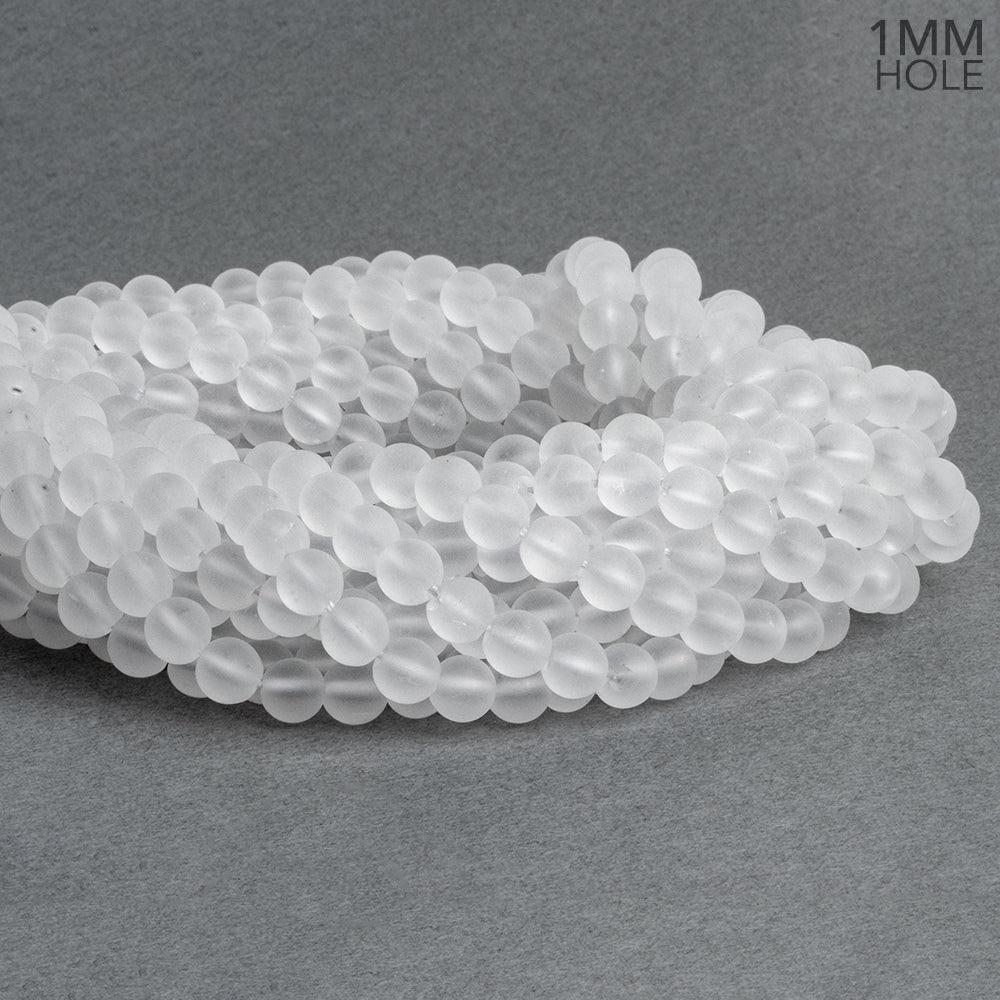 6mm Matte Crystal Quartz Plain Round Beads 15 inch 60 pieces - The Bead Traders