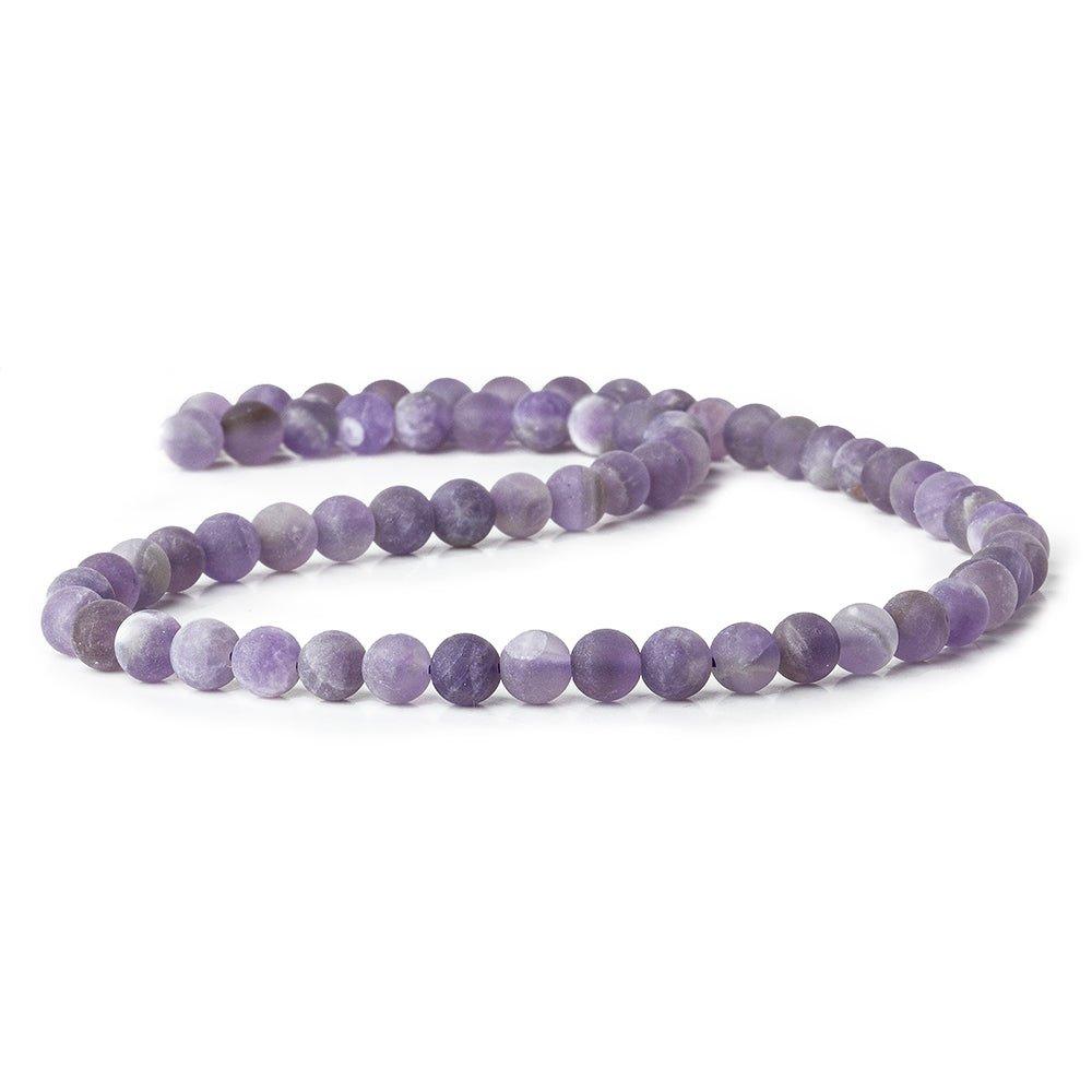 6mm Matte Dog Tooth Amethyst plain round beads 15 inch 65 pieces - The Bead Traders