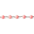 6mm Matte Dyed Pink Coral plain round Black Gold Chain by the foot 25 pieces - The Bead Traders