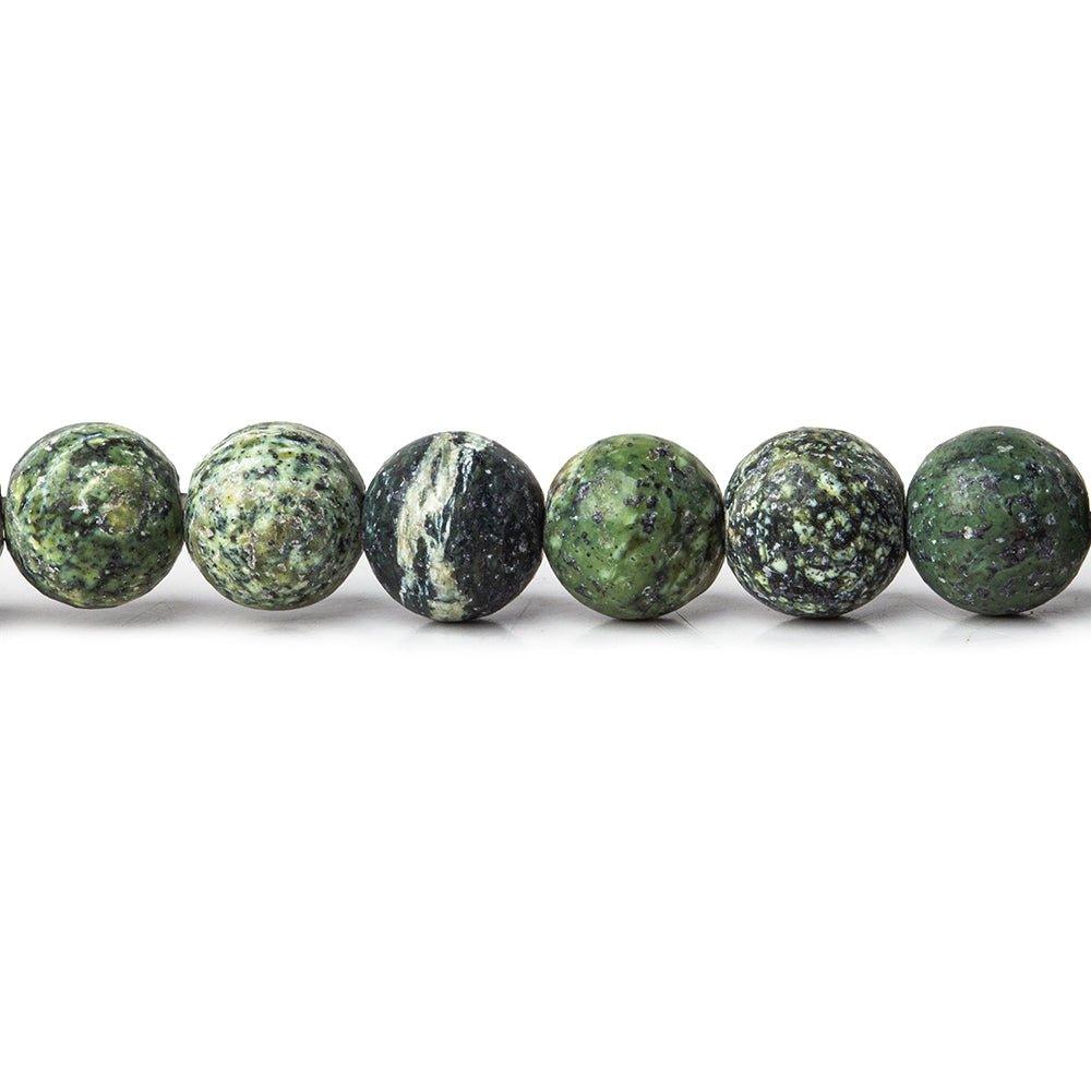 6mm Matte Green Zebra Jasper plain rounds Large 1mm Hole 15 inch 63 beads - The Bead Traders