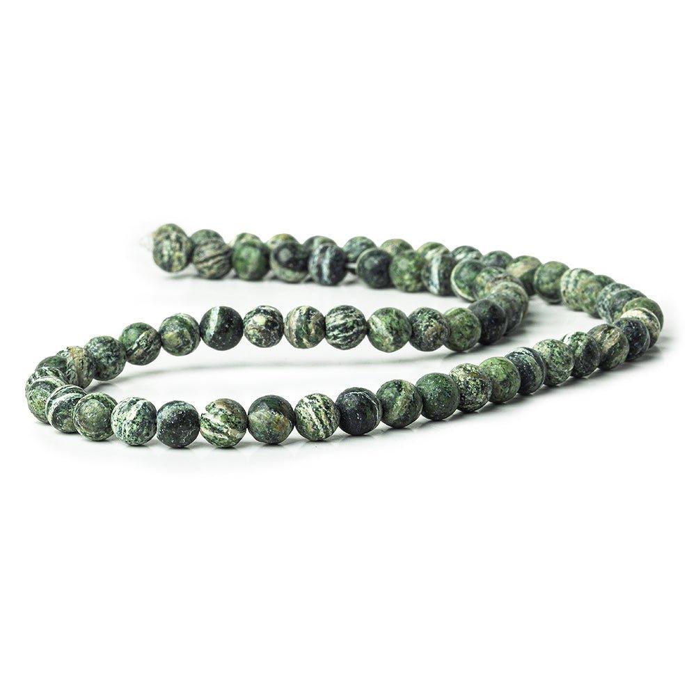 6mm Matte Green Zebra Jasper plain rounds Large 1mm Hole 15 inch 63 beads - The Bead Traders