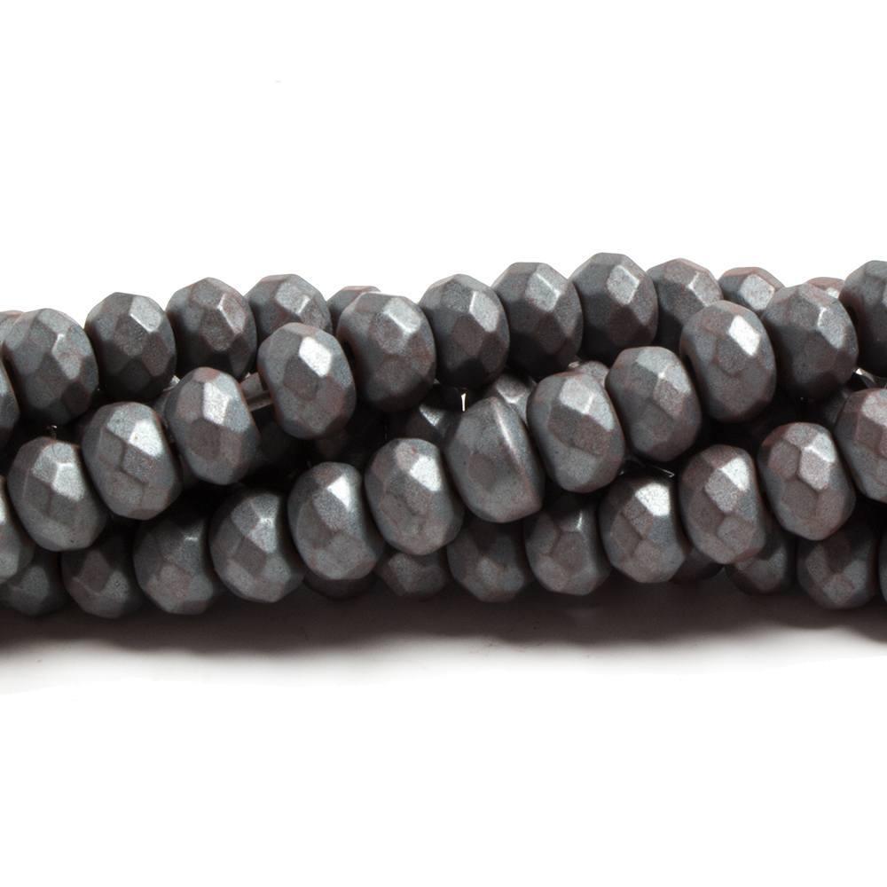 6mm Matte Hematite faceted rondelle beads 15 inch 99 pieces - The Bead Traders