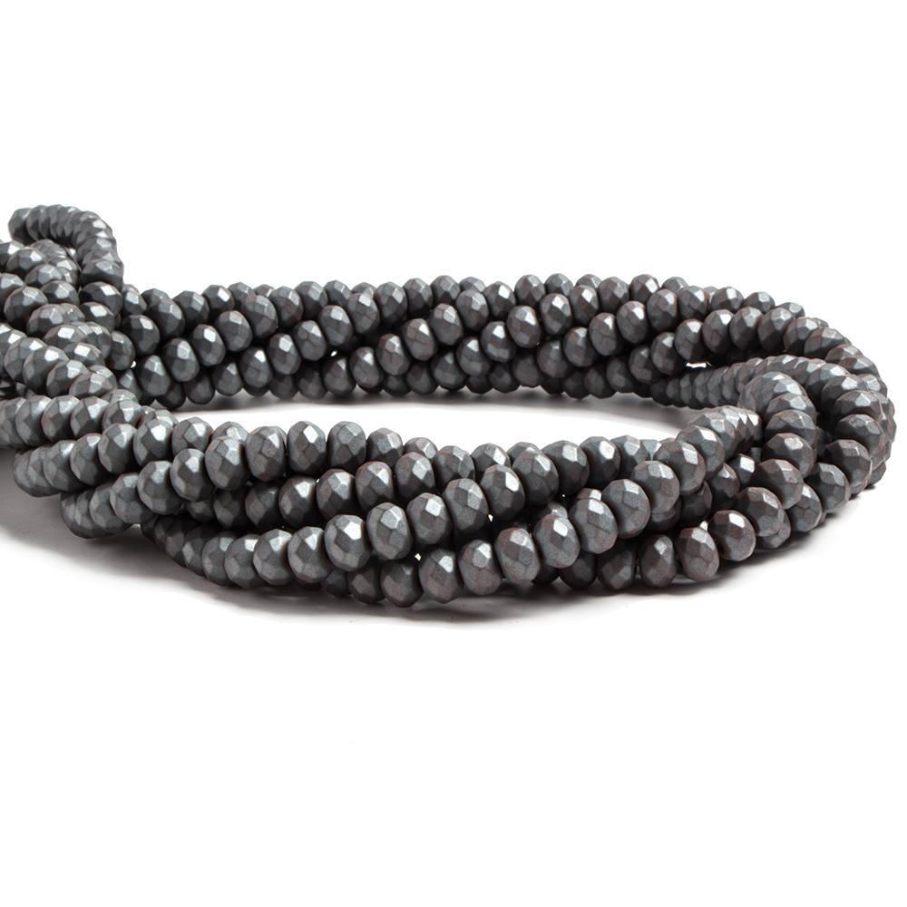6mm Matte Hematite faceted rondelle beads 15 inch 99 pieces - The Bead Traders