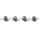 6mm Matte Hematite faceted rondelle Silver plated Chain by the foot 28 pcs - The Bead Traders