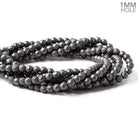 6mm Matte Hematite faceted round beads 15.5 inch 73 pieces - The Bead Traders