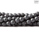 6mm Matte Hematite faceted round beads 15.5 inch 73 pieces - The Bead Traders