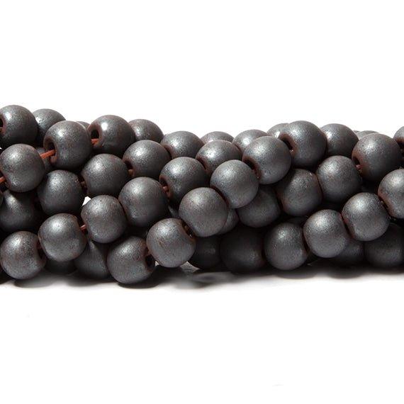 6mm Matte Hematite plain round 15.25 inch 74 Beads 2mm inside diameter - The Bead Traders