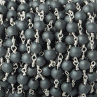 6mm Matte Hematite plain round Silver plated Chain by the foot 26 pieces - The Bead Traders