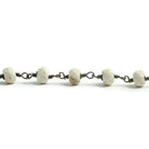6mm Matte Howlite faceted rondelle Black Gold plated Chain by the foot 27 pieces - The Bead Traders