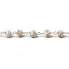 6mm Matte Howlite faceted rondelle Silver plated Chain by the foot 28 pieces - The Bead Traders