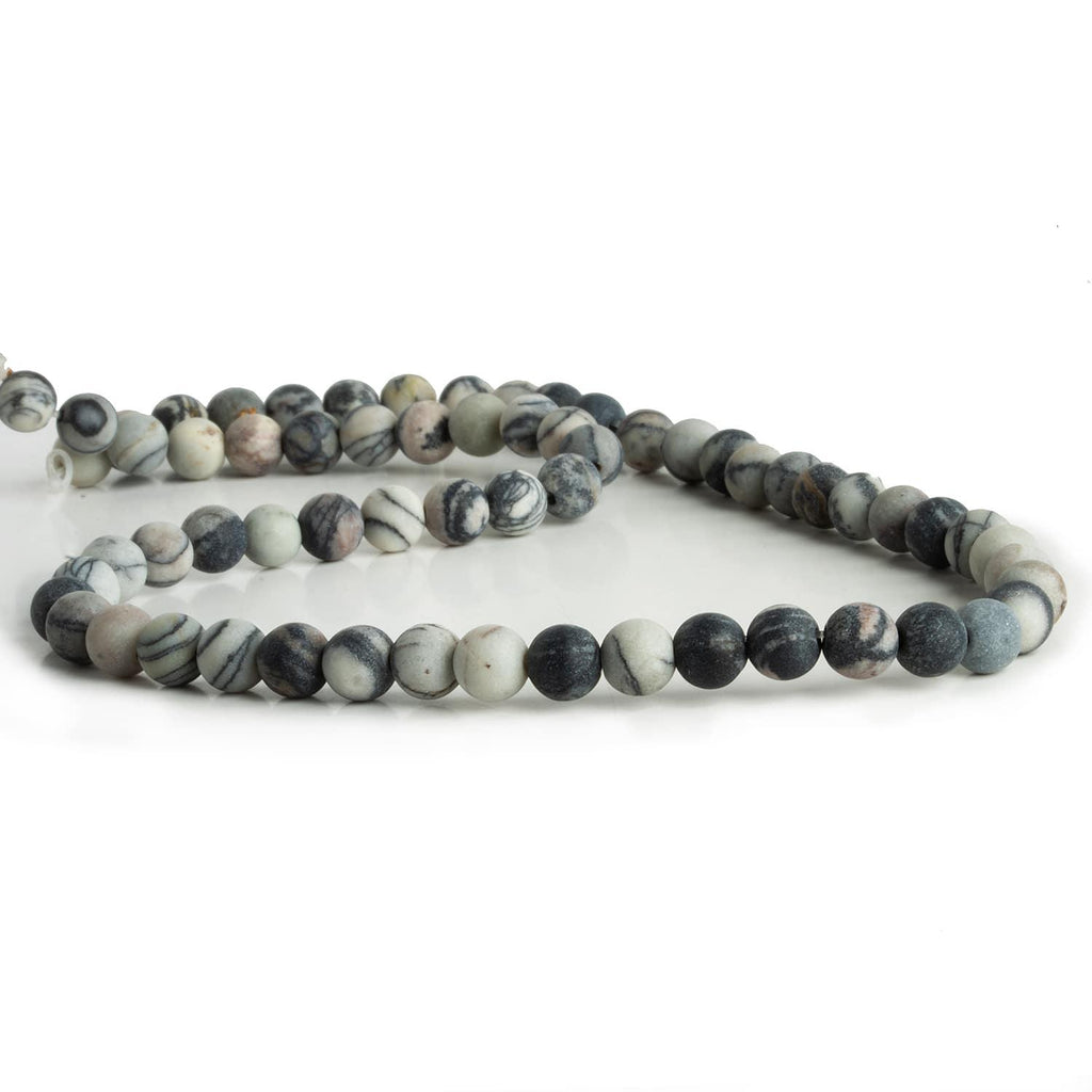 6mm Matte Picasso Jasper Plain Rounds 15 inch 60 beads - The Bead Traders