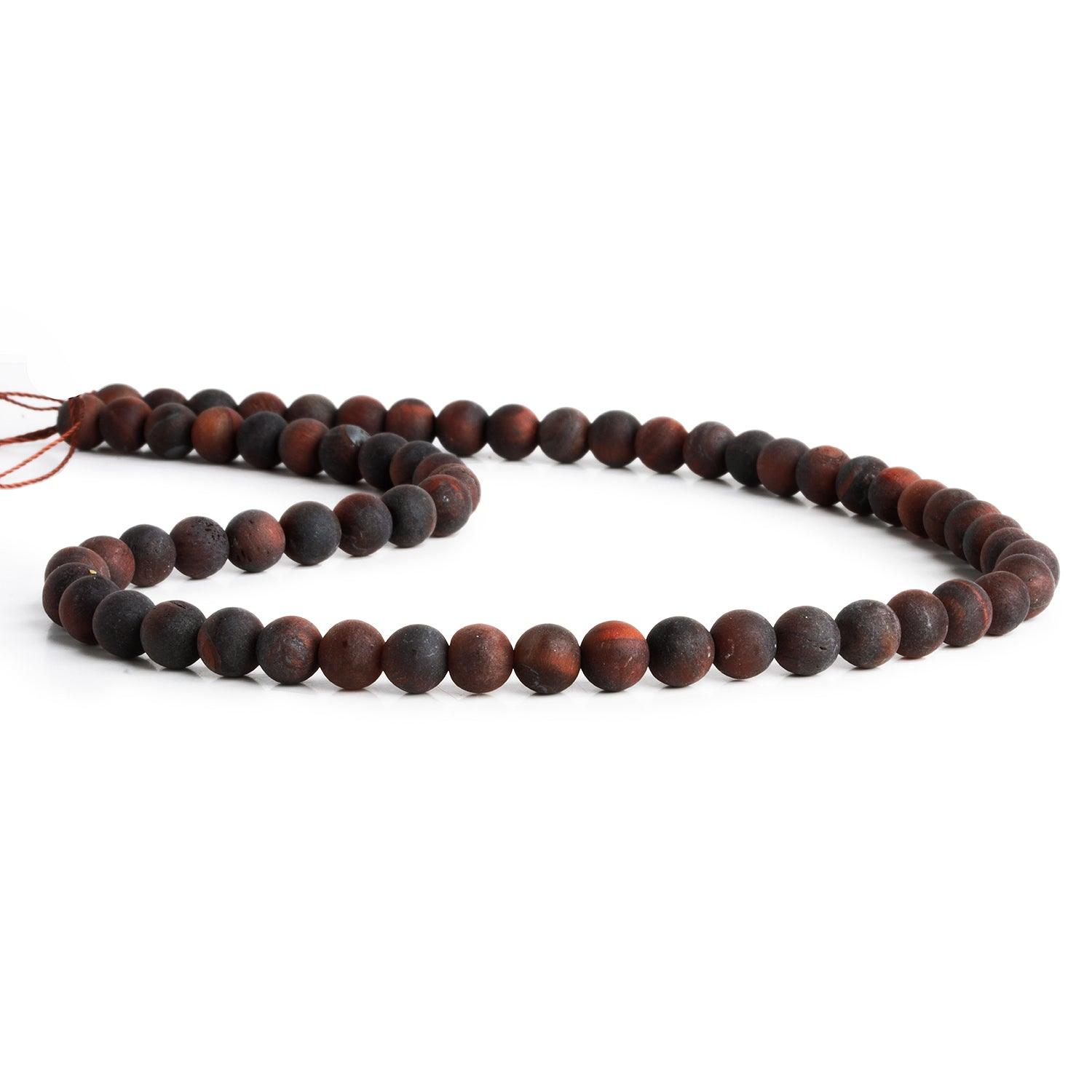 6mm Matte Red Tiger's Eye Plain Rounds 15 inch 60 beads - The Bead Traders