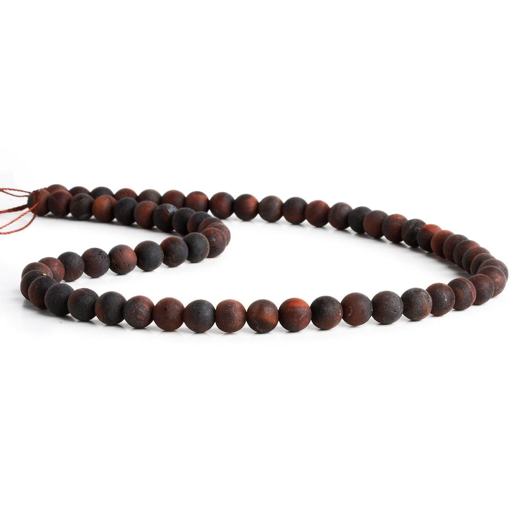 6mm Matte Red Tiger's Eye Plain Rounds 15 inch 60 beads - The Bead Traders