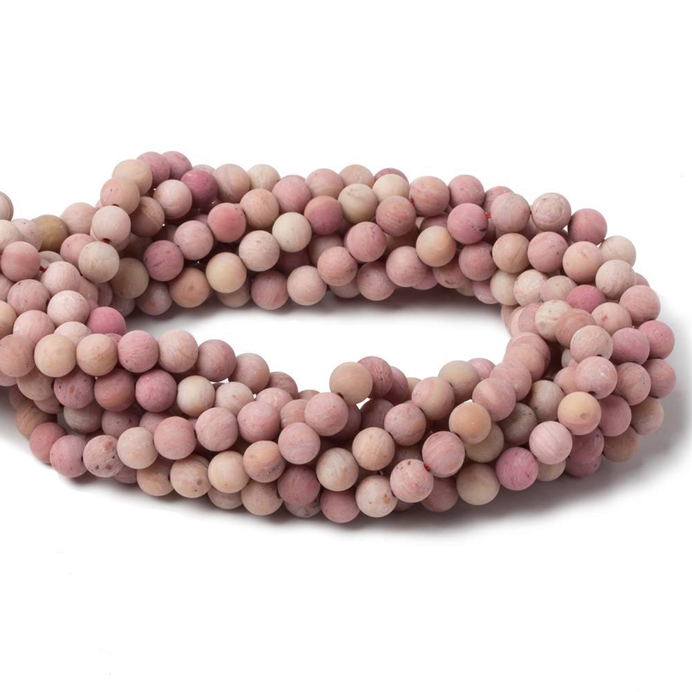 6mm Matte Rhodonite plain round beads 15 inch 61 pieces - The Bead Traders
