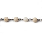 6mm Matte River Stone plain round Black Gold Chain by the foot 24 pieces - The Bead Traders