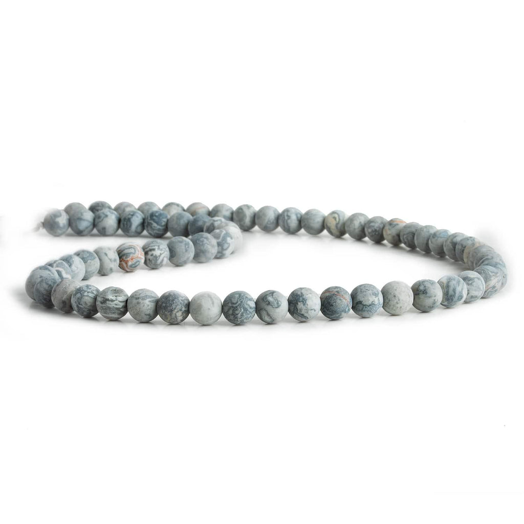 6mm Matte Silver Leaf Jasper Plain Rounds 15 inch 60 beads - The Bead Traders