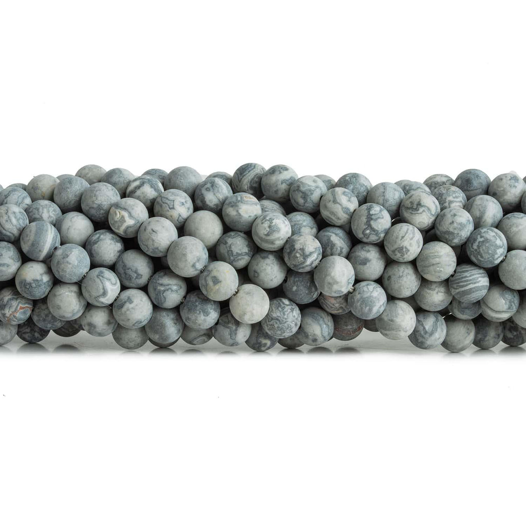 6mm Matte Silver Leaf Jasper Plain Rounds 15 inch 60 beads - The Bead Traders