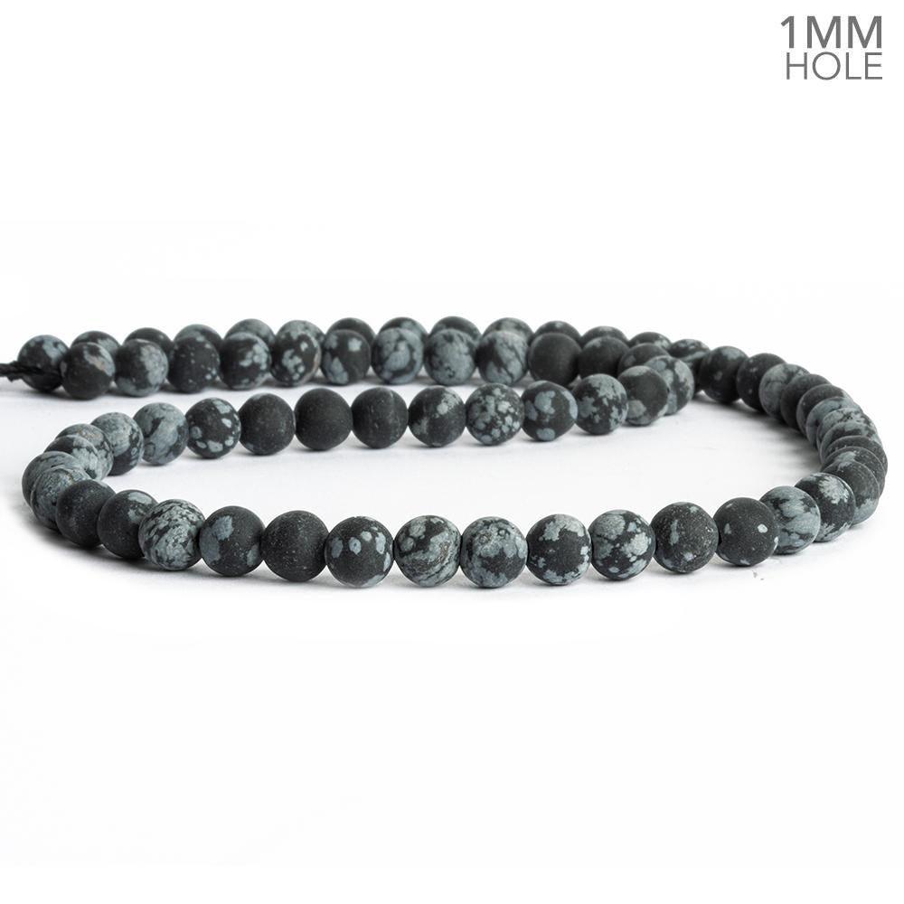 6mm Matte Snowflake Obsidian Plain Round Beads 16 inch 65 pieces - The Bead Traders