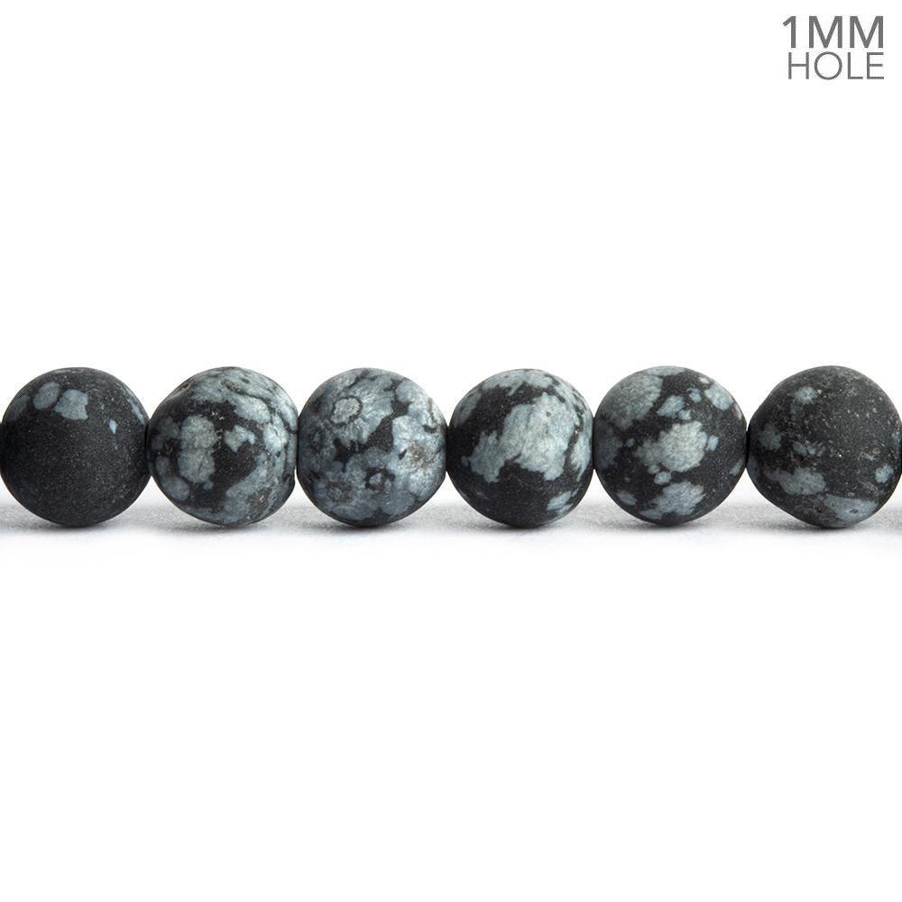 6mm Matte Snowflake Obsidian Plain Round Beads 16 inch 65 pieces - The Bead Traders