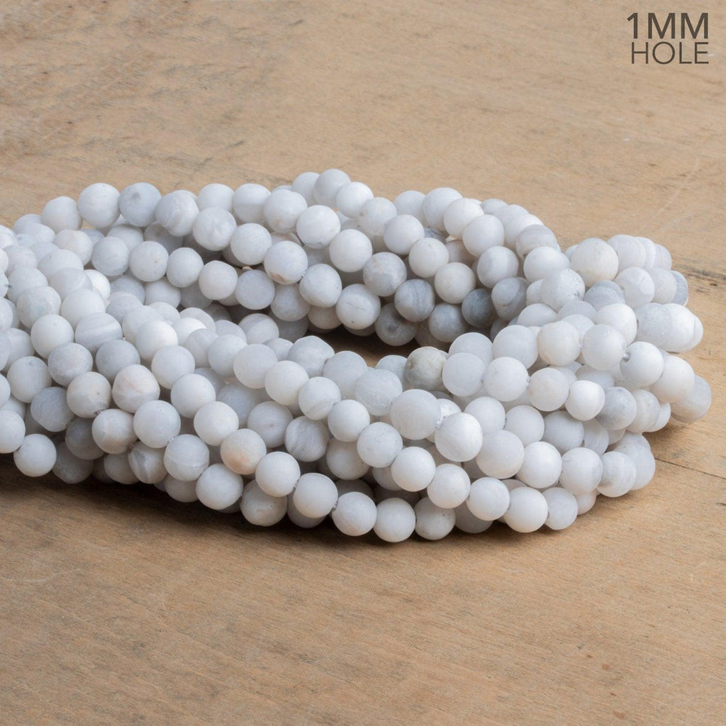 6mm Matte White Crazy Lace Agate Rounds 15 inch 60 beads - The Bead Traders