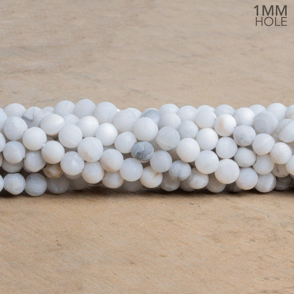 6mm Matte White Crazy Lace Agate Rounds 15 inch 60 beads - The Bead Traders