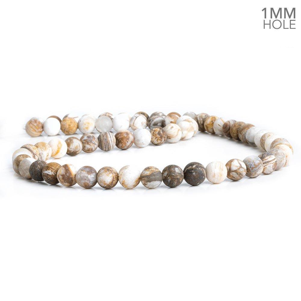 6mm Matte Zebra Jasper Plain Round Beads 15.5 inch 63 pieces - The Bead Traders