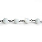 6mm Mother of Pearl Round Black Gold Chain 27 pieces - The Bead Traders