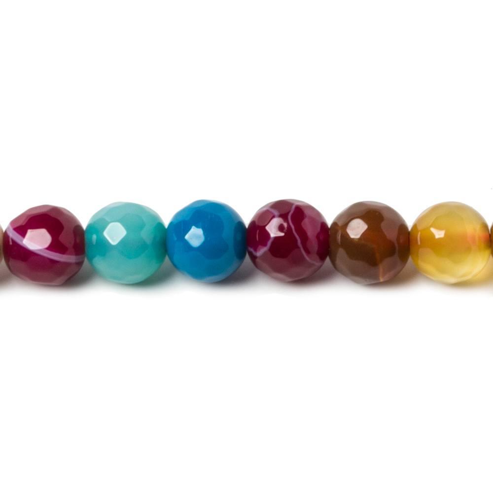 6mm Multi Color Banded Agate faceted rounds 14.5 inch 60 beads - The Bead Traders