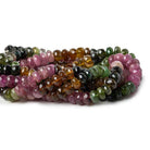 6mm Multi Color Tourmaline Beads Faceted Rondelles 15 inch 105 beads - The Bead Traders