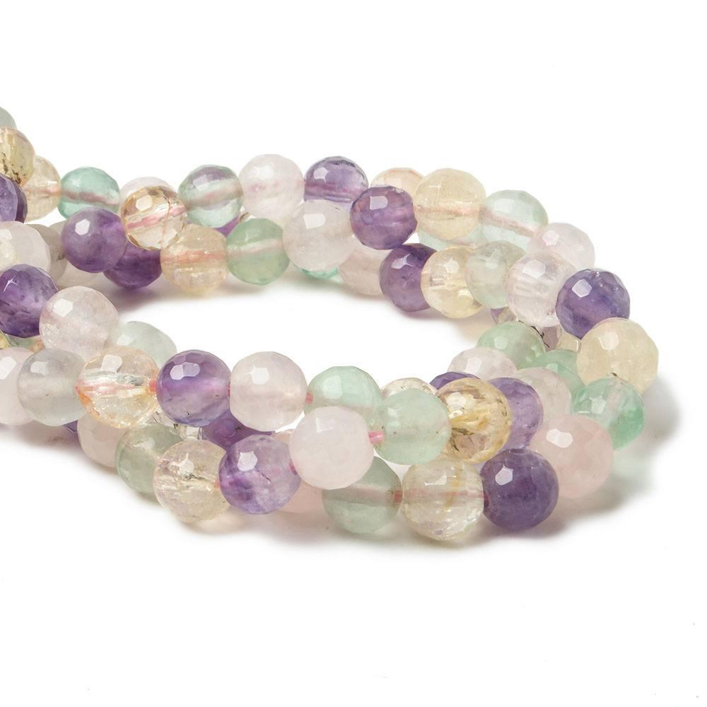 6mm Multi Gemstone Faceted Round Beads 15.25 inch 67 pieces - The Bead Traders