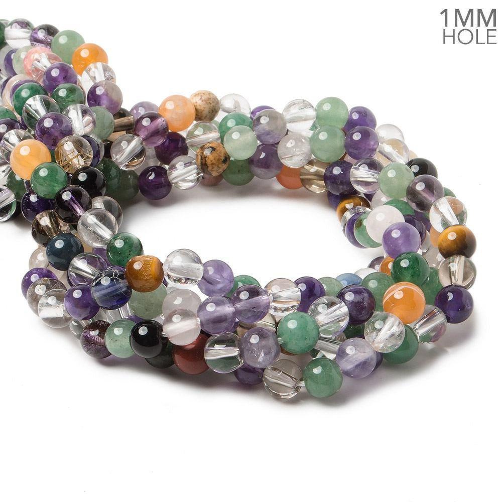 6mm Multi Gemstone Plain Round Beads, 14 inch - The Bead Traders